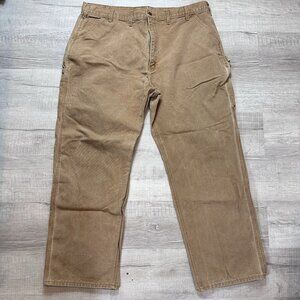 Carhartt B11 Dungaree Fit Carpenter Canvas Pants Mens 44x32 Brown Distressed Y2K